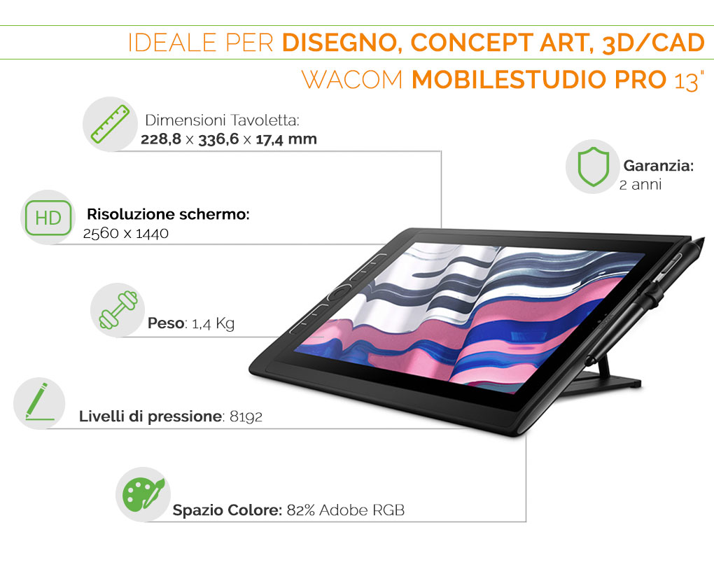 Wacom MobileStudio Pro 13 tavoletta grafica ideale per disegno, concept art e CAD 3D